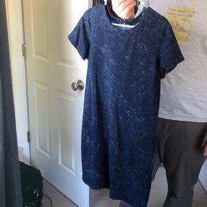 Navy Blue Dress w/ Pockets & white wash